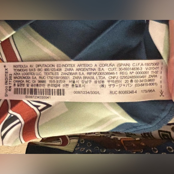 Zara Scarf Print Pleated Shirt Dress Collored Silk Dress L - Picture 5 of 7